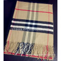 Fashion 100 acrylic ladies camel plaid pashmina scarf